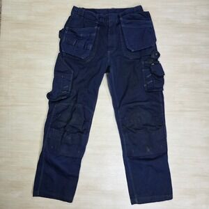 Blaklader Work Pants CAT 2 FR Tetra Pak Navy Tool Cargo Distressed Size 30 x 30